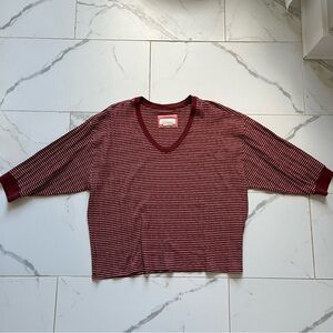 Anthropologie Burgundy Striped Top
